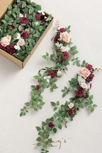 Ling's Moment Fall 10pcs Wedding Chair Decorations Aisle Floral Swag Artificial Pew Flowers Hanging Garland Marsala & Blush for Ceremony Reception Church Rose Floral Arrangement Party Outdoor Decor