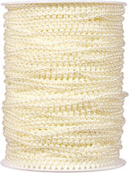 [295Feet] Pearl Beads Garland, 3MM 98 Yards Faux Pearl Beads String Roll Bulk for DIY Craft Wedding Party Christmas Tree Decoration
