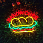 Sandwiches Neon Sign Sandwich Sign Food Neon Signs for Wall Decor, Sandwich Decorate for Home Kitchen Restaurant Store Fast Food Man Cave Party Decor, 12.9" x 9.2"