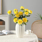 Tifuly Yellow Roses Artificial Flowers -12 pcs Realistic Single Long Stem Fake Silk Roses Bouquet for Party Home Wedding Centerpiece Office DIY Decor