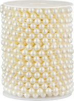 48 Feet Faux Pearl Beads Garland 8mm Craft String Pearls for Wedding Centerpiece Christmas Tree and Flowers Decoration DIY (Ivory)
