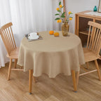 NLMUVW Round Linen Table Cloth 48 Inch, Burlap Tablecloth Textured Water Resistant Farmhouse Rustic Table Cover Decorative for Dining Kitchen Café