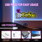 Coffee Neon Sign LED lights for Business,Dimmable 5V USB Powered for Wall Decor - LED Light Up Sign for Club Windows Glass Party-Restaurant Room Decoration Gift for Friends (15.1 * 7.1in)