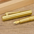 Hongdian M2 Mini Brass Fountain Pen with Extra Fine Soft Golden Nib, Sleek Shape Short Pocket Travel Pen (Glossy Brass)