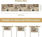 Coffee Table Runner,Vintage Style Coffee Cup Bean Abstract Theme Pattern Print Tablecloth Burlap for Hotel Indoors Outdoor Dining Room Kitchen Table Decor, 13x70in
