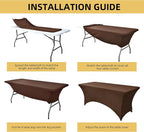 2-Pack 4ft Spandex Table Covers for Rectangular Folding Tables - Wrinkle Resistant Stretch Tight Table Cloths - Ultimate Fitted Table Protector for Parties, Banquet, and Wedding