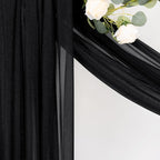 MLMC Black Wedding Arch Draping Fabric 1 Panel 29" x 20 FT Extra Long Gauze Drapes Sheer Backdrop Curtains 6.6 Yards Outdoor Drapery Panels for Wedding Ceremony Party Ceiling Decoration