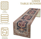 Vintage Boho Table Runner,Flower Geometric Design Rustic Farmhouse Table Runner for Home Farmhouse Kitchen Table Dining Coffee Room Garden Party Wedding Decor 13x120in
