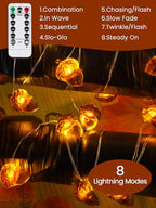 BOSSERN 2 Pack 60LED Thanksgiving Decoration Acorn String Light Battery Operated, 20FT Fall Lights with Remote, Waterproof 8 Modes Fairy Lights for Autumn Harvest Thanksgiving Halloween Decor