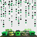46 Ft Black Green Party Decorations Polka Dots Garlands Green and Black White Hanging Paper Circle Dots Streamer for Birthday Graduation Wedding Baby Shower Soccer Video Game Party Decoration Supplies