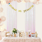 ShinyBeauty 8 Panels Iridescent White Sequin Backdrop | 2Ft x 8Ft Sparkly Photo Booth Background | Glitter Curtains for Baby Showers & Events | Durable & Elegant Shimmer Backdrop