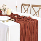 Fall Table Runner Terracotta Cheesecloth Table Runner 35x120in Burnt Orange Cheese Cloths Table Runner 10FT Rust Gauze Runner for Thanksgiving Wedding Party Baby Shower Fall Decor