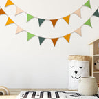 Oudain 15.5 ft Pennant Banner Flags, 2 Pcs Nursery Garland Triangle Bunting Flag Baby Banner for Nursery Decor Baby Birthday Boho Wedding Shower Party Event, Each 7.75 ft(Retro Forest Color)