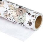 WRAPAHOLIC 30 Inch Jumbo Floral Wrapping Paper - 30 Inch X 33 Feet - Vintage Floral Printed on White Pearlized Paper Design for Wedding, Birthday, Mother's Day