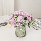 Artificial Flower 5 Branches Artificial Silk Fake Flowers Bouquet Small Roses for Wedding Home Office Tables Decor 4 Packs(Light Purple)