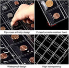 321 Pockets Fireproof Coin Collection Holder Album Book for Collectors, 312 Pockets Coins Collecting Album and 9 Sleeves Paper Money Coins Collecting Album for Coin Currency Collection Supplies, Stamp