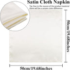 Aneco 12 Pieces Satin Napkin Square 20 x 20 Inches Dinner Napkins Weddings Party Napkin Soft Table Napkins for Romantic Weddings Party Dinner Decoration (Ivory)