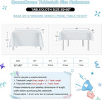 QueenDream Sequin Tablecloth Silver Rectangle Table Cloth - 50x80 Inch Glitter Fabric Overlay for Birthday Wedding Party