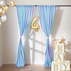 DUOBAO Sheer Curtains for Girls Bedroom, Light Filtering Purple Rod Pocket Drapes - 2 Panels 29x120 Inches, Mermaid Design