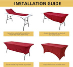 10-Pack 6ft Spandex Table Covers for Rectangle Standard Folding Tables - Wrinkle Resistant Stretch Tablecloths - Ultimate Fitted Table Protector for Parties, Banquet, Wedding