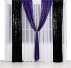 Poise3EHome 2ft x 8ft Purple Sequin Photography Backdrop Curtain 2 Panels for Party Decoration, Purple