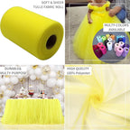 Yellow Tulle Fabric Rolls 6 Inch by 100 Yards (300 feet) Fabric Spool Tulle Ribbon for DIY Yellow Tutu Bow Baby Shower Birthday Party Wedding Halloween Decorations Christmas Craft Supplies