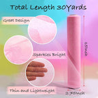 ICOSHOW Sparkling Tulle Rolls, 15” by 30 Yards (90FT) Glitter Tulle Spool Ribbon Fabric for Wedding Birthday Bridal Shower Tutu Skirt Party Gift Wrapping (Pink)