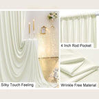 30 ft x 10 ft Wrinkle Free Ivory Backdrop Curtain for Wedding Parties, Polyester Ivory Photo Backdrop Drapes 6 Panels 5x10ft for Baby Shower Photoshoot Engagement Birthday Party Photography Background