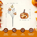 20Pcs Disco Halloween Decor, Disco Pumpkin Table Decoration, 14 Inch Artificial Glitter Mirror Pumpkin Sticks Ornament Halloween Thanksgiving Branches for Table Centerpiece Party Decor