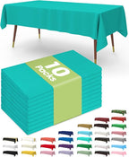 Pureegg Plastic Table Cloth Disposable 10 Pack, 54 x 108 Inch Table Cloths, Easter Party, Summer, Decorative Tablecloths, Rectangle, Turquoise Plastic Cover, Leakproof & Sturdy, Teal