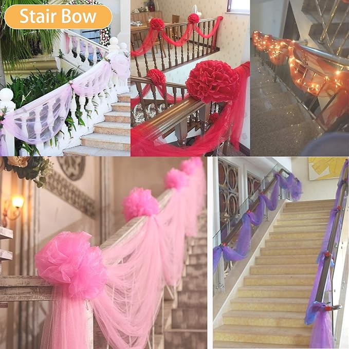 Crystal Organza Tulle Sheer Fabric Backdrop Curtains for Wedding Baby Shower Birthday Party Event Decor, 19” by 30 Yard (Light Pink)