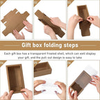 Roowest 50 Sets Kraft Soap Boxes Rectangle Packaging Box with Window Homemade Gift Box with Blank Tags and Jute String for Jewelry Candy Wrapping Party Favor(6.3 x 3.5 x 2 Inch,3 Colors)