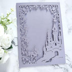 20PCS Castle Pocket Invitations, Quinceanera Invitations with Envelopes, Princess Invitation, Laser Cut quince invites (purple)