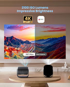 Dangbei MP1 MAX Triple Laser 4K Projector - 3100 ISO Lumens, 110% BT.2020, Google TV with Netflix Officially, 300'' Display, 2x12W Dolby Audio DTS:X, HDR10+, Blu-ray 3D