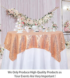 ShinyBeauty Square Tablecloth 72x72-Inch Sequin Tablecloth Overlay Rose Gold Table Cover Sequined Table Cloths for Wedding Rose Gold Shimmer Tablecloth Linen Square Overlay for Cocktail/Cake