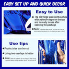 3 Pack 29 x108 Inch Blue Foil Fringe Table Skirts Metallic Banner for Tinsel Streamer Garland Backdrop for Parade Floats Mother's Day, Graduate, Birthday, Wedding Party Decoration