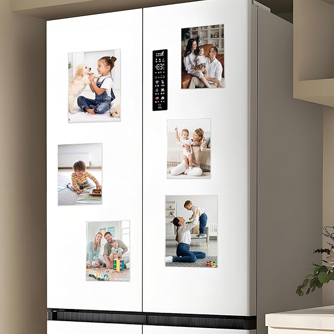 4 Pack Magnetic Picture Frames for Refrigerator, 5x7 Magnetic Photo Holders for Fridge, Acrylic Magnetic Picture Frame for Displaying Frames,Children Artworks