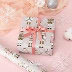 Ribbli Reversible Christmas Wrapping Paper Rolls, Nutcracker and Candy Cane Pink Gift Wrapping Paper-17 Inch x 33 Feet