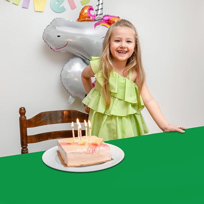 QZYL 12 PCS Disposable Plastic Table Cover, 54 X 108 in Large Table Cloth Rectangle, Green Plastic Tablecloth, Decorative Smooth Tablecloth for Parties Weddings Picnics Outdoor Events