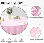 Round Tablecloth 132 Inch 2 Pack Pink Tablecloths Washable Decorative Linen Polyester Table Clothes Cover for Dining Table Banquets Buffet Parties and Wedding