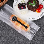 Cookie Bags for Packaging, Searik Translucent Plastic Cellophane Pastry Treat Bags for Party Gift Giving Bakery Bread Candy Chocolate Wrapping Goods with Stickers and Ribbon (3.5 x 8.8 Inches, 80 Pcs)