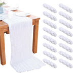 16PCS White Cheesecloth Table Runner 10FT 35x120Inch Boho Gauze Cloth Long Rustic Sheer for Wedding Party Baby Bridal Shower Decor