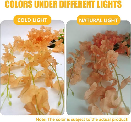 12 Pack Orange Wisteria Hanging Flowers, 3.44 Ft Fake Hanging Flowers, Artificial Wisteria Garland Vines for Wedding Room Backdrop Outdoor Patio Garden Decoration