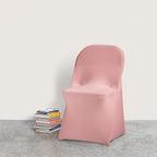 Peomeise Stretch Spandex Folding Chair Cover for Wedding Party Dining Banquet Event (Dusty Pink,12pcs)