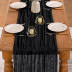 MLMW 4 Pack Halloween Table Runner Cheesecloth Black Boho Gauze Cheese Cloth 160 inch Rustic Sheer Table Runner 13.3ft for Party Wedding Baby Bridal Shower Birthday