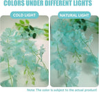 12 Pack Teal Wisteria Hanging Flowers, 3.44 Ft Fake Hanging Flowers, Artificial Wisteria Garland Vines for Wedding Room Backdrop Outdoor Patio Garden Decoration