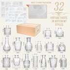 Mini Bud Vases Set of 32 As Wedding Centerpieces for Tables,Clear Bud Vases for Flowers,Small Flower Vases Suitable for Birthday Party,Anniversary,Wedding Reception,Baby Shower (Clear, 32PCS)