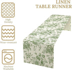Vintage Flower Table Runner, Wildfloral Green Floral Sketch Pattern Print Table Runner for Kitchen Dinning Table Runner Decor Home Wedding Party Holiday, 13x60 Inch