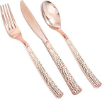 Supernal 180pcs Rose Gold Plastic Silverware Heavy Duty Plastic Forks and Spoons, Rose Gold Disposable Silverware Sets Include 60 Forks, 60 Knives and 60 Spoons Suitable for Wedding, Party, Birthday