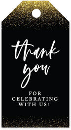 Andaz Press 100-Pack Thank You for Celebrating with Us Favor Tags Gold Glitter with Black Cardstock Gift Tags with Bakers Twine for Wedding Baby Shower Bridal Shower Party Favors 2 x 3.75-Inches